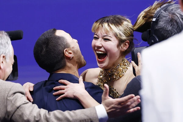 フリーの演技後に喜びを爆発させたアリサ・リュウ　photo by Sunao Noto / JMPA