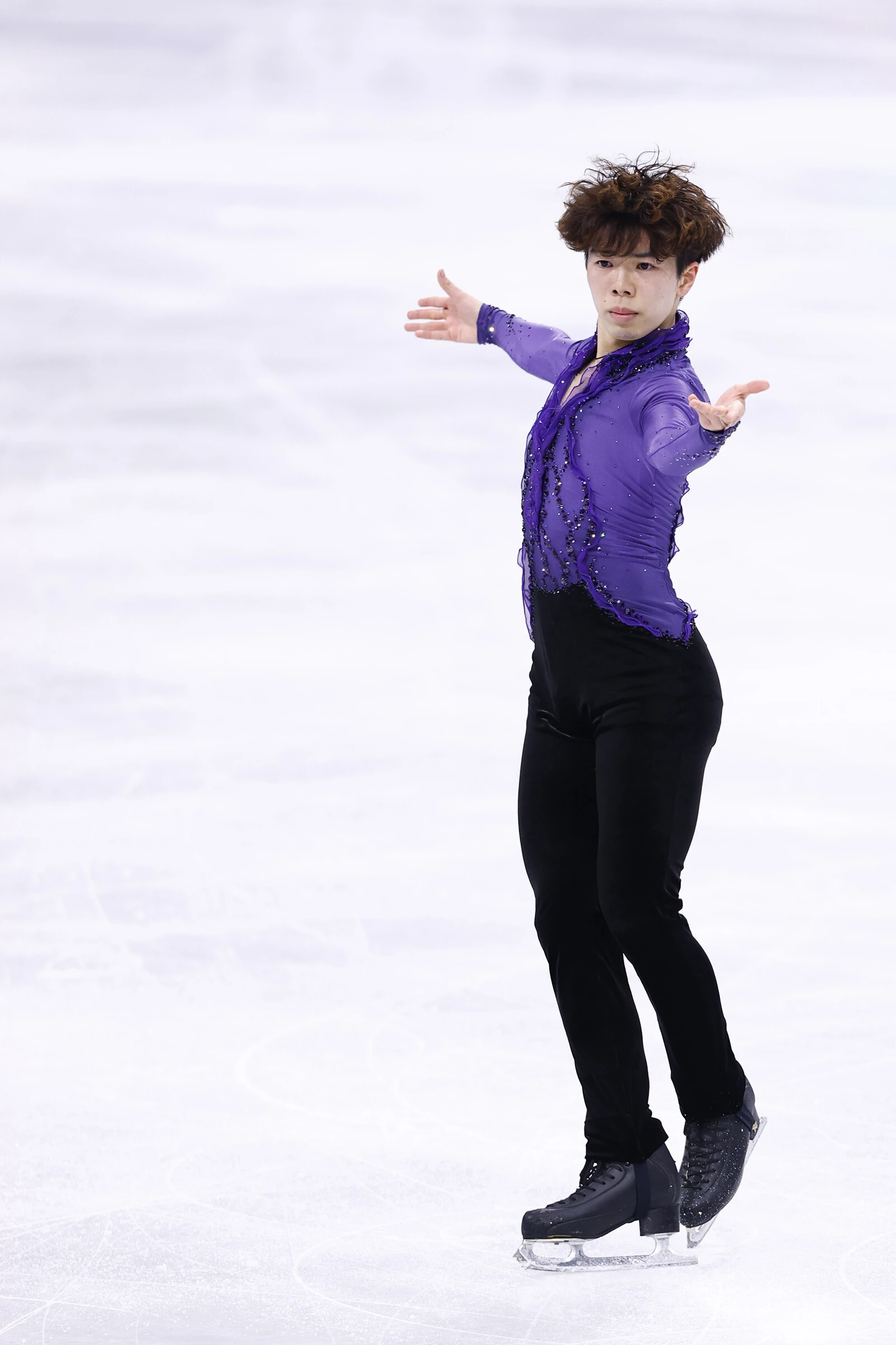 男子SPでは連続ジャンプでミスが出て９位発進となった佐藤駿photo by Sunao Noto / JMPA