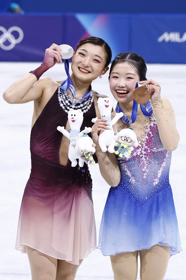ミラノ五輪でメダルを獲得した坂本花織と中井亜美　photo by Sunao Noto / JMPA