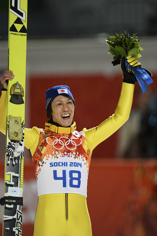 スキージャンプラージヒル個人で銀メダルを獲得した葛西紀明