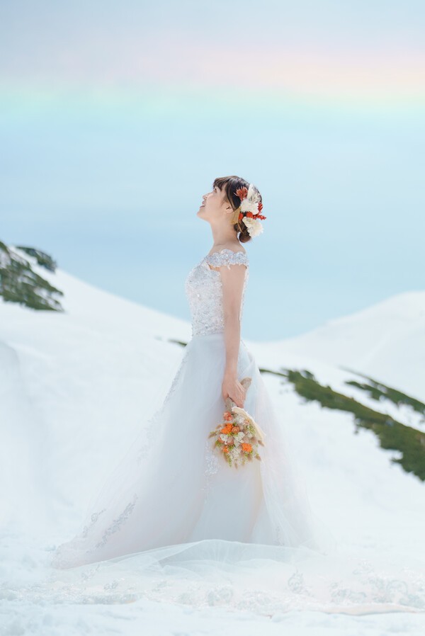 雪山で撮影したウェディングフォト（写真提供＝やまくっく・やぎちゃん）