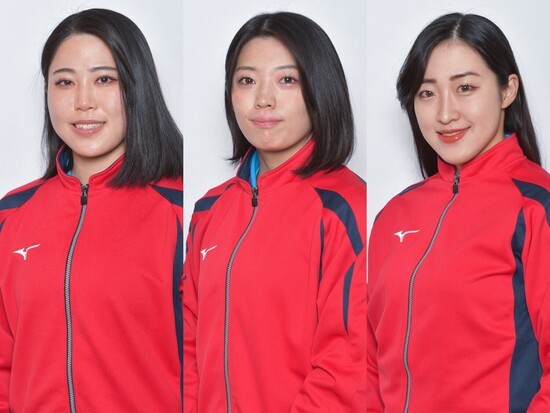この３月に卒業した注目の女子３選手。左から竹野百香、松井優佳、戸邉香奈実