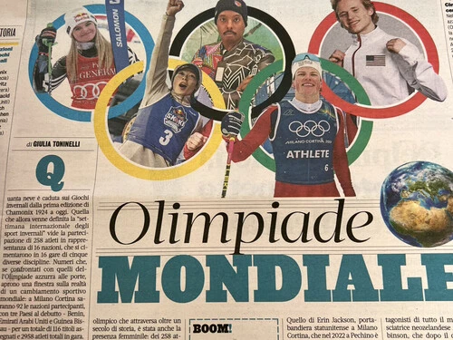 ミラノ・コルティナ五輪の「怪物たち」を紹介しているスポーツ新聞 photo by Yoshiyuki Komiya