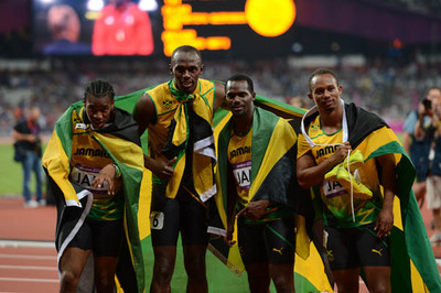 ロンドン五輪の男子４×100mリレーで36秒84の世界記録を更新したジャマイカチーム