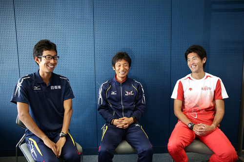 リオ五輪でメダル獲得が期待される、左から荒井広宙選手、谷井孝行選手、森岡紘一朗選手の３名