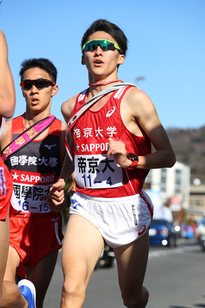 全日本で１区２位と好走した４年で主将の竹下凱 photo by Osada Yohei/AFLO SPORT