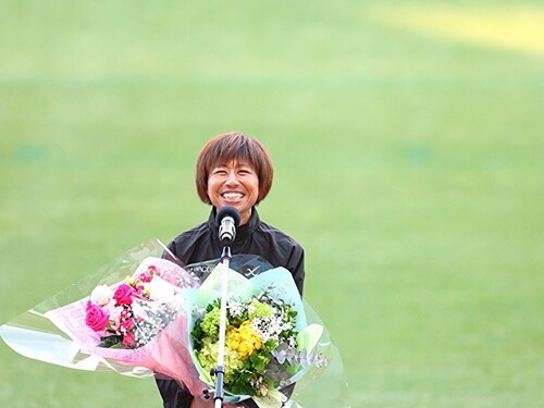 2022年１月30日、引退レースを終えて笑顔を見せた福士加代子さん