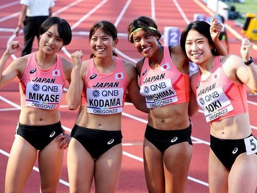 今年の世界陸上で日本記録を更新した女子４×100mリレー