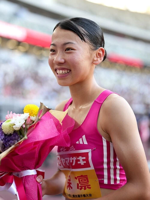 自身の日本記録を更新して日本選手権２連覇を達成した久保凛　photo by Nakamura Hiroyuki