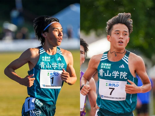 秋の駅伝シーズンに向け着実に力をつける青学大の黒田（左）と塩出　photo by Wada Satoshi