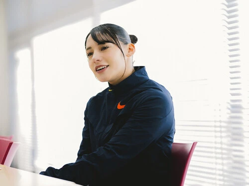 自分の性格から陸上に対する思いまで語ってくれた青木アリエphoto by Naozumi Tatematsu