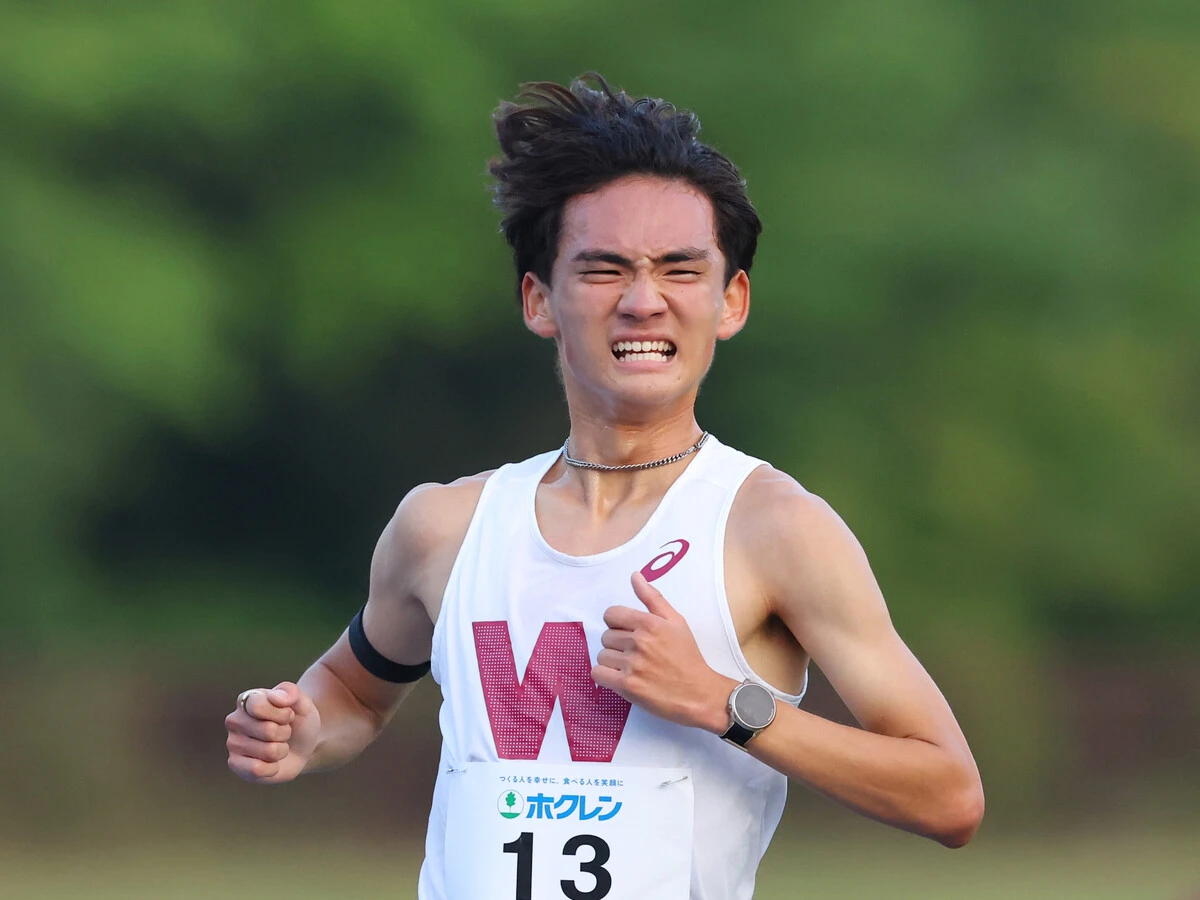 5000mで13分17秒19の好タイムを出した早大の山口竣平（３年）　Photo by Aflo
