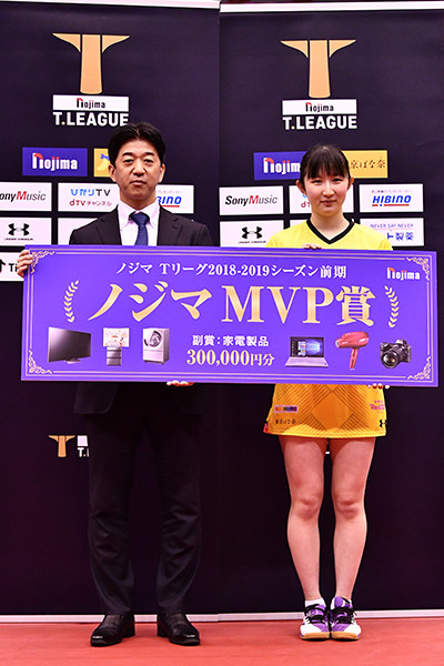 女子の前期MVPに選ばれた日本生命レッドエルフの早田