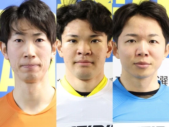 日本競輪選手養成所の候補生。左から沢田桂太郎、髙橋奏多、近内三孝　photo by Manabu Takahashi