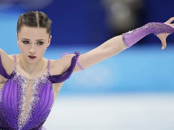 2月6日、団体戦女子SPのカミラ・ワリエワphoto by Noto Sunao/JMPA