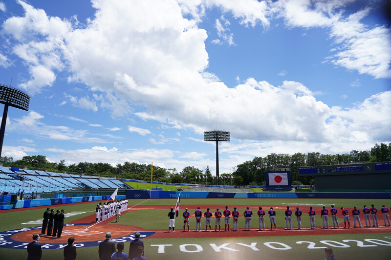  日本 4x－3 ドミニカ共和国　試合前photo by JMPA