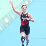トライアスロン谷真海、笑顔でゴール。「支えてくれた家族に感謝の気持ちしかない」
