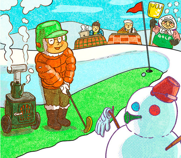 雪が積もった真冬にゴルフをやるのは、さすがにしんどいです...illustration by Hattori Motonobu記事を読む＞【木村和久連載】アマチュアゴルファーの年間スケジュールを考察する